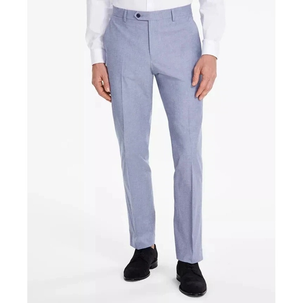 Tommy Hilfiger Mens Modern fit Dress Pants Blue Solid Cotton 42W 30L
